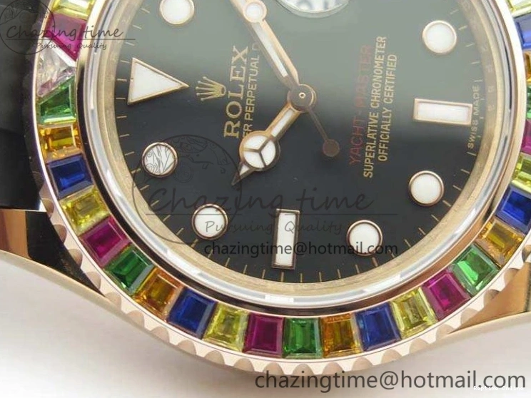 0209 GoodFit Yacht-Master 40mm 116695SATS BP Maker Best Edition Crystal Bezel On Black Rubber Strap Swiss ETA 3555